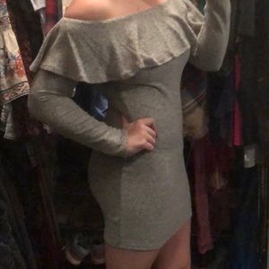 Charlotte Russe Light Grey Off the Shoulder Dress